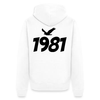 1981 Vintage Jahrgang Adler Grafik - Unisex Premium Bio Zip Hoodie - Weiß - Hinten - Thijin (182cm)