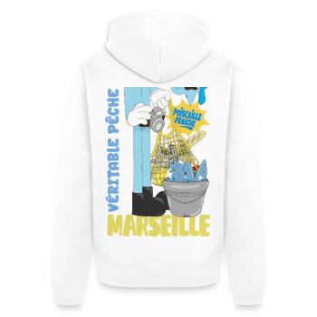 Marseille Poiscaille Fraîche Cartoon - Veste à capuche bio Premium Unisexe - blanc - Dos - Thijin (182cm)