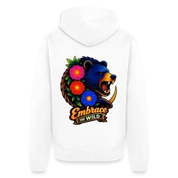 Wilderness Embrace with Flowers - Unisex Premium Organic Zip Hoodie - white - Back - Thijin (182cm)