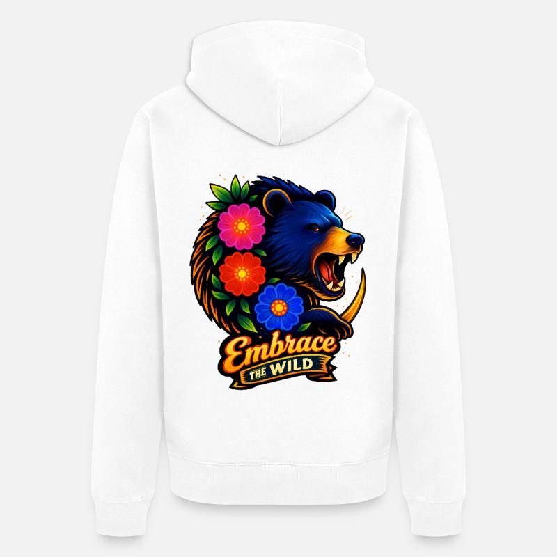 Étreinte en nature avec des fleurs - Veste à capuche bio Premium Unisexe - blanc