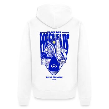 Aix Place des Precheurs Sardine - Veste à capuche bio Premium Unisexe - blanc - Dos - Thijin (182cm)