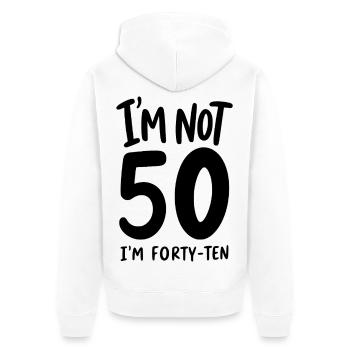 50e anniversaire - Je n’ai pas 50 ans, j’en ai quarante-dix - Veste à capuche bio Premium Unisexe - blanc - Dos - Thijin (182cm)