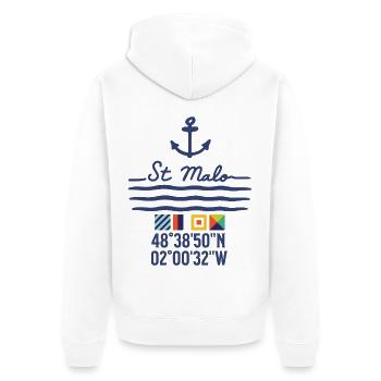 Ancre et Côtes de Saint-Malo - Veste à capuche bio Premium Unisexe - blanc - Dos - Thijin (182cm)