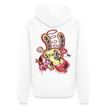 Bunny Monster - Unisex Premium Organic Zip Hoodie - white - Back - Thijin (182cm)