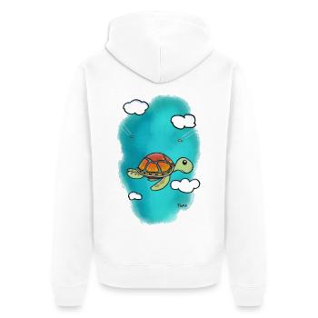 Tortue volante dans le ciel - Veste à capuche bio Premium Unisexe - blanc - Dos - Thijin (182cm)