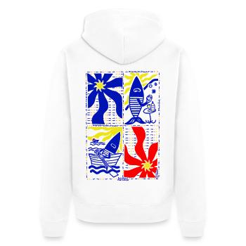 Quadre Provence Méditerranée pop art coloré - Veste à capuche bio Premium Unisexe - blanc - Dos - Thijin (182cm)