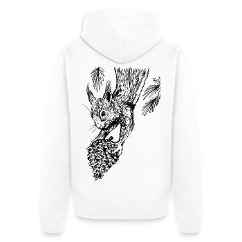 Écureuil avec des pommes de pin - Veste à capuche bio Premium Unisexe - blanc - Dos - Thijin (182cm)