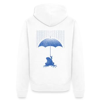 Grenouille avec un parapluie sous la pluie - Veste à capuche bio Premium Unisexe - blanc - Dos - Thijin (182cm)