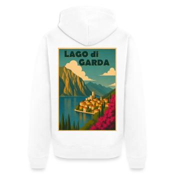 Gardasee  - Unisex Premium Bio Zip Hoodie - Weiß - Hinten - Thijin (182cm)