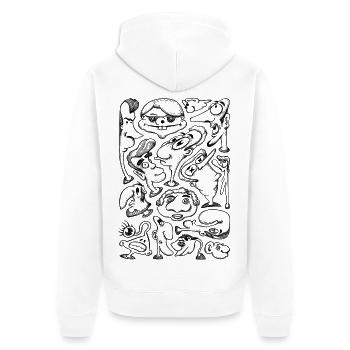 Cartoon Faces - Unisex Premium Organic Zip Hoodie - white - Back - Thijin (182cm)