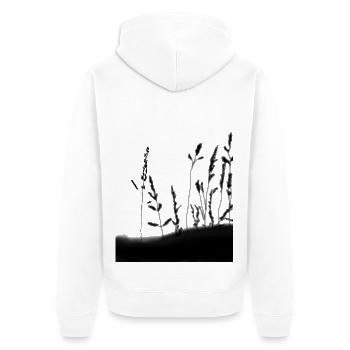 SPIKE - Unisex Premium Bio Zip Hoodie - Weiß - Hinten - Thijin (182cm)