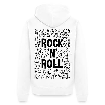 Rock 'n' Roll (Musik / Party / Scribble / Black) - Unisex Premium Bio Zip Hoodie - Weiß - Hinten - Thijin (182cm)
