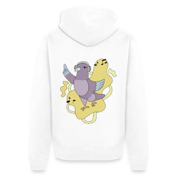 Taube Groove mit Kopfhörern - Unisex Premium Bio Zip Hoodie - Weiß - Hinten - Thijin (182cm)