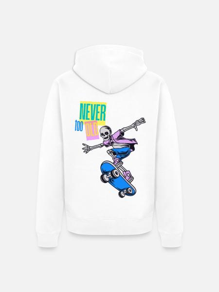 Oldschool Skater – Never too old - Unisex Premium Bio Zip Hoodie - Weiß