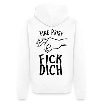 Eine Prise Fick Dich Frecher Böser Spruch - Unisex Premium Bio Zip Hoodie - Weiß - Hinten - Thijin (182cm)