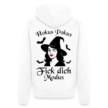 Hokus Pokus Fick Dich Modus freche Hexe Spruch - Unisex Premium Bio Zip Hoodie - Weiß - Hinten - Thijin (182cm)