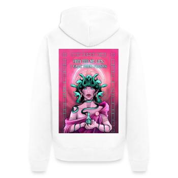 Medusa Illustration - Unisex Premium Bio Zip Hoodie - Weiß - Hinten - Thijin (182cm)