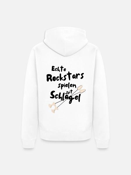 Echte Rockstars spielen mit Schlägel - Unisex Premium Bio Zip Hoodie - Weiß
