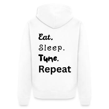 Eat. Sleep. Tune. Repeat - Unisex Premium Bio Zip Hoodie - Weiß - Hinten - Thijin (182cm)