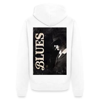 Gents Noir Vintage Blues Man - Unisex Premium Bio Zip Hoodie - Weiß - Hinten - Thijin (182cm)