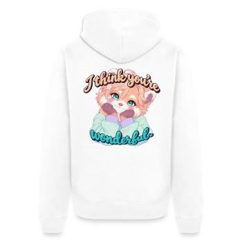 Roter Panda mit Herz - Unisex Premium Bio Zip Hoodie - Weiß - Hinten - Thijin (182cm)