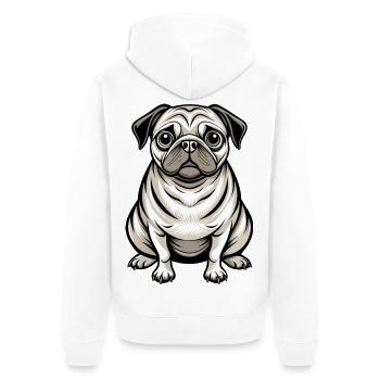Mopshund-Sitten - Unisex Premium Bio Zip Hoodie - Weiß - Hinten - Thijin (182cm)