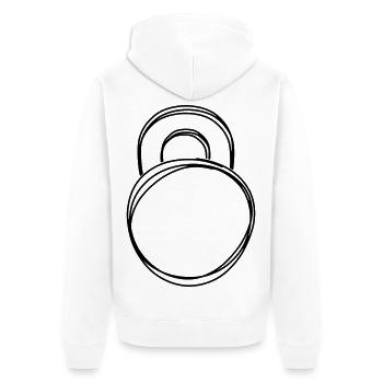 Kettlebell handgezeichnet - Unisex Premium Bio Zip Hoodie - Weiß - Hinten - Thijin (182cm)