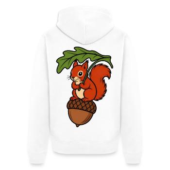 Eichhörnchen Eichel Blatt Regenschirm Shirt - Unisex Premium Bio Zip Hoodie - Weiß - Hinten - Thijin (182cm)