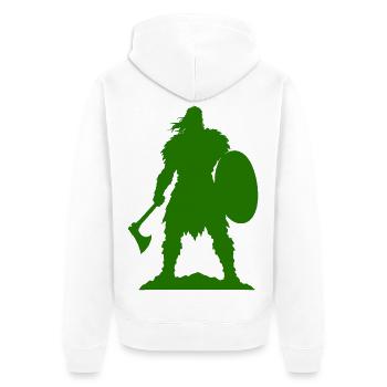 Wikinger Krieger Silhouette - Unisex Premium Bio Zip Hoodie - Weiß - Hinten - Thijin (182cm)