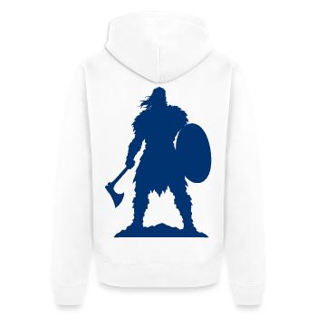 Wikinger Kämpfer Silhouette - Unisex Premium Bio Zip Hoodie - Weiß - Hinten - Thijin (182cm)