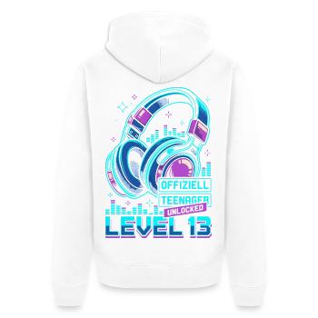 Level 13 Teenager Geburtstag Kopfhörer - Unisex Premium Bio Zip Hoodie - Weiß - Hinten - Thijin (182cm)