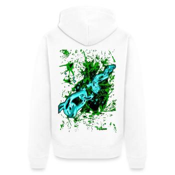 "PushYourLimits" by Acryl Galerie & Design - Unisex Premium Bio Zip Hoodie - Weiß - Hinten - Thijin (182cm)