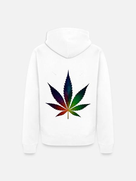 Galaxy Hanfblatt mit Sternschnuppen - Unisex Premium Bio Zip Hoodie - Weiß