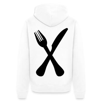 besteck - Unisex Premium Bio Zip Hoodie - Weiß - Hinten - Thijin (182cm)