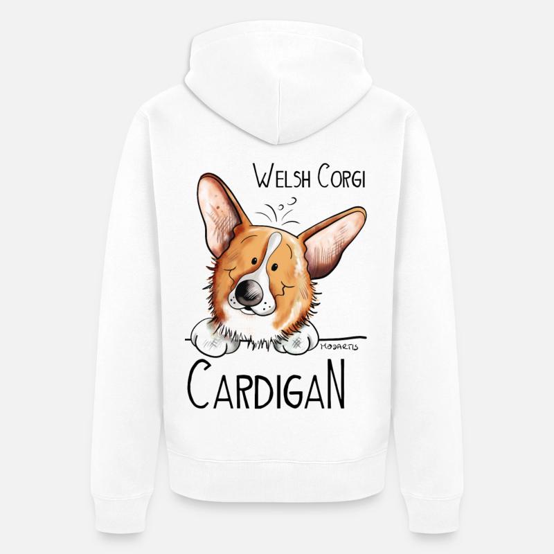 Welsh Corgi Cardigan - Chien - Chiens - Veste à capuche bio Premium Unisexe - blanc