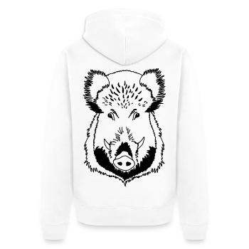 Wild boar head black and white - Unisex Premium Organic Zip Hoodie - white - Back - Thijin (182cm)