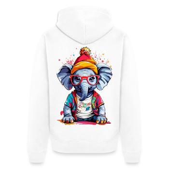 Cool Elephant - Unisex Premium Organic Zip Hoodie - white - Back - Thijin (182cm)