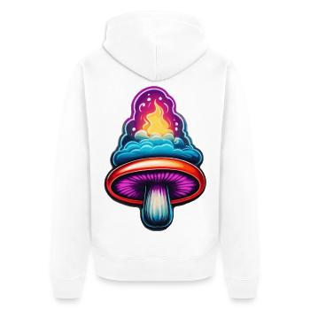 Fire Mushroom - Unisex Premium Organic Zip Hoodie - white - Back - Thijin (182cm)