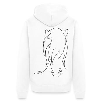Pferd Silhouette - Unisex Premium Bio Zip Hoodie - Weiß - Hinten - Thijin (182cm)