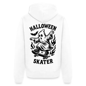 Halloween Skater - Unisex Premium Bio Zip Hoodie - Weiß - Hinten - Thijin (182cm)