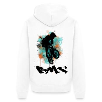 BMX Bike - Unisex Premium Bio Zip Hoodie - Weiß - Hinten - Thijin (182cm)