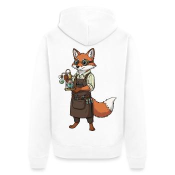 Fox Alchemist Steampunk Mad Scientist - Unisex Premium Organic Zip Hoodie - white - Back - Thijin (182cm)
