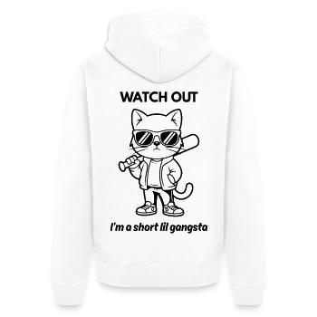 Sigura Design Cool Cat - Unisex Premium Organic Zip Hoodie - white - Back - Thijin (182cm)