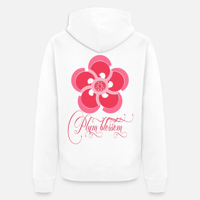 Plum blossom - Veste à capuche bio Premium Unisexe - blanc
