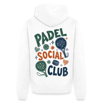 Vintage Padel Social Club - Unisex Premium Bio Zip Hoodie - Weiß - Hinten - Thijin (182cm)