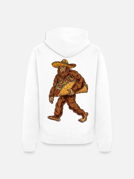 Bigfoot trägt Taco - Unisex Premium Bio Zip Hoodie - Weiß