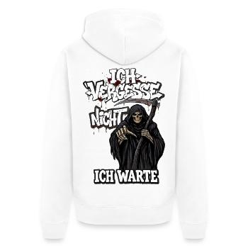 Sensenmann der Nacht - Unisex Premium Bio Zip Hoodie - Weiß - Hinten - Thijin (182cm)