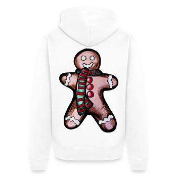 Scarfed Lebkuchen-Held - Unisex Premium Bio Zip Hoodie - Weiß - Hinten - Thijin (182cm)