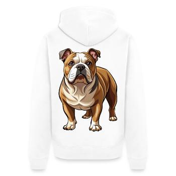 Bulldog-Hund-Stand - Unisex Premium Bio Zip Hoodie - Weiß - Hinten - Thijin (182cm)