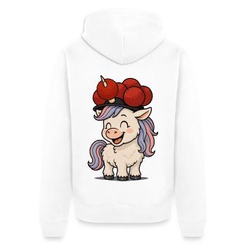 Süßes Einhorn mit Bollenhut Lustig - Unisex Premium Bio Zip Hoodie - Weiß - Hinten - Thijin (182cm)